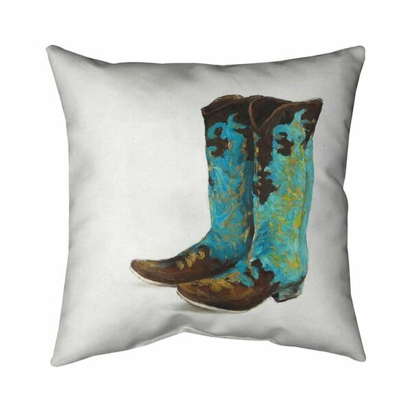 Begin Home Decor 20 x 20 in. Blue Cowboy Boots-Double Sided Print Indoor Pillow 5541-2020-FA7